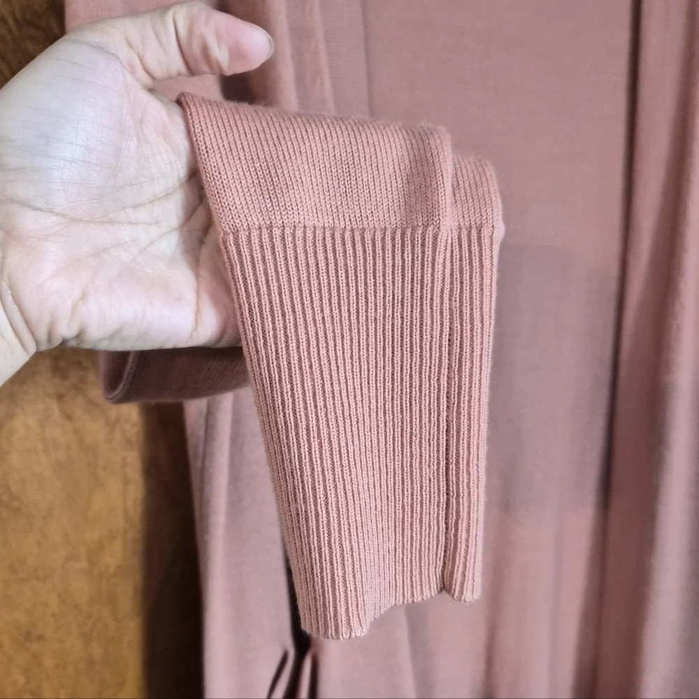 NORDSTROM Women Pink Puff Long Sleeve Open Front Cardigan Size Large